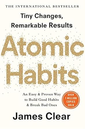 The cover of the book "Atomic Habits" by James Clear.