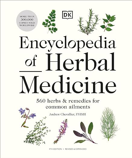 The cover of the book "Encyclopedia of Herbal Medicine," showcasing various herbs and plants.