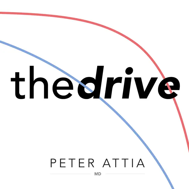 The logo for "The Drive" podcast by Peter Attia, featuring minimalist lines and bold text.