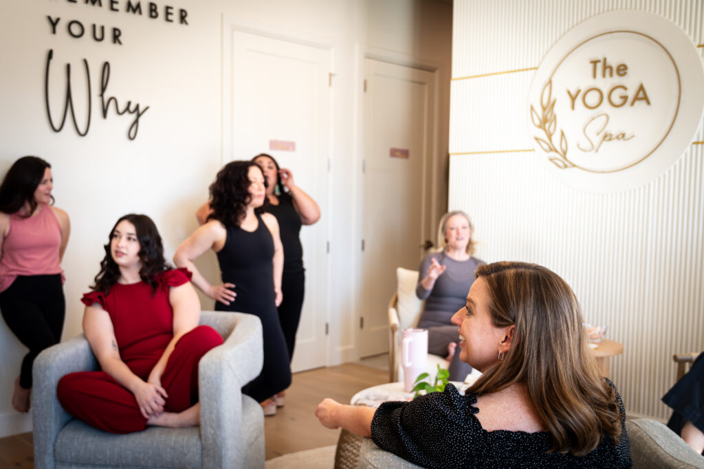 Guests gather in The Yoga Spa lounge where gift cards are perfect for any occasion